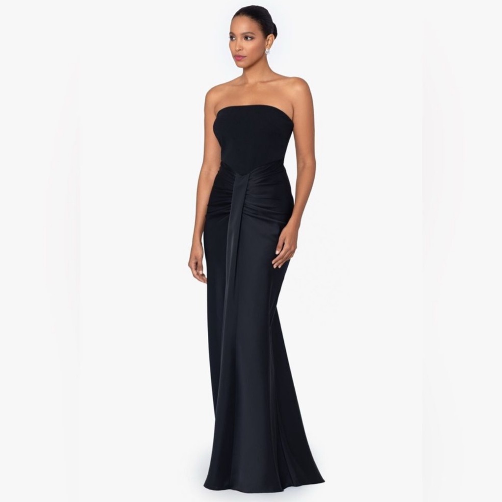 Betsy & Adam Jess Satin Strapless Dress Size 2